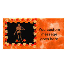 Esqueleto y calabazas de Halloween Tarjetas Con Fotos Personalizadas