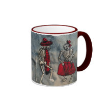Esqueletos bordados de la taza