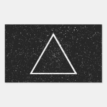 Esquema blanco del triángulo en fondo negro de la  rectangular pegatinas