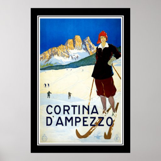 Esquí de Cortina d'Ampezzo del vintage del poster 