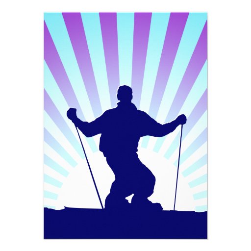 esquiador en declive invitación personalizada