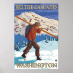 Esquían las cascadas - poster del viaje del estado