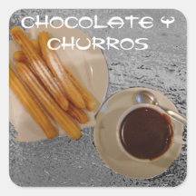 Estafa Churros de Caliente del chocolate Pegatina Cuadradas Personalizada