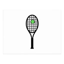Estafa y bola de tenis tarjeta postal