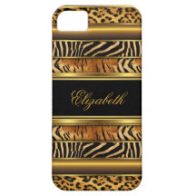 estampado de animales mezclado del oro con clase e iPhone 5 funda