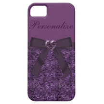 Estampado de animales púrpura, falso arco y joya d iPhone 5 protector