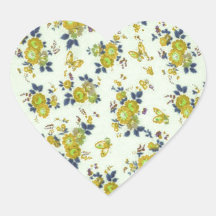 Estampado de flores, amarillo y verde retros pegatina