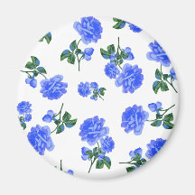 Estampado de flores azul marino de los rosas en bl imán para frigorífico