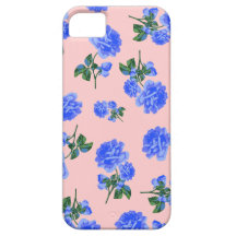 Estampado de flores azul marino de los rosas - ros iPhone 5 funda