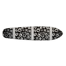 Estampado de flores blanco y negro. Enrrollado Tablas De Skate