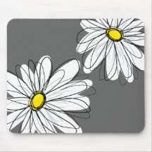 Estampado de flores caprichoso en gris amarillo alfombrilla de ratón