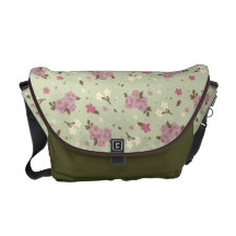 Estampado de flores color de rosa rosado del vinta bolsa de mensajería