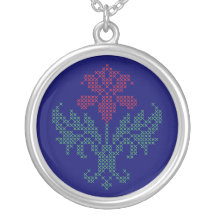 Estampado de flores cruzado de la puntada pendientes personalizados
