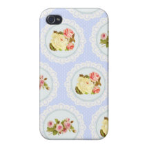 Estampado de flores del Victorian del cordón iPhone 4/4S Fundas
