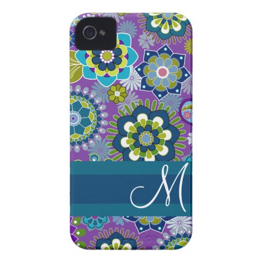Estampado de flores femenino con el nogram iPhone 4 coberturas