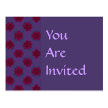 Estampado de flores rojo púrpura de la invitación tarjetas postales
