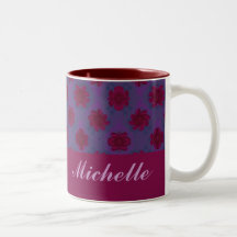 Estampado de flores rojo púrpura taza