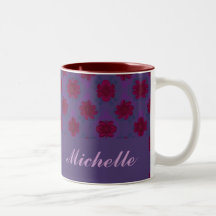 Estampado de flores rojo púrpura taza de café