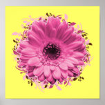 Estampado de flores rosado poster