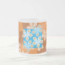 Estampado de flores tropical. Azul y naranja Taza De Café