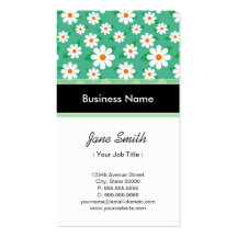 Estampado de flores verde elegante de la margarita tarjeta de visita