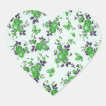 Estampado de flores, verde y púrpura retros. PJ Colcomanias Corazon