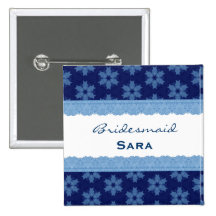 Estampado de flores y cordón azules H909G de la da Pins