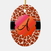 Estampado de girafa anaranjado del brillo del mono adorno para reyes