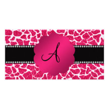 Estampado de girafa del brillo de las rosas fuerte tarjeta fotografica personalizada