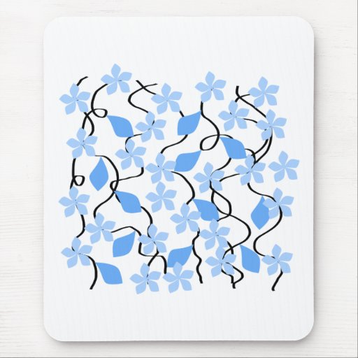 Estampado de plores azul bonito en blanco. Persona Alfombrillas De Raton