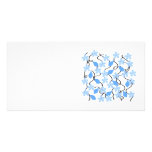 Estampado de plores azul bonito en blanco tarjetas fotográficas 