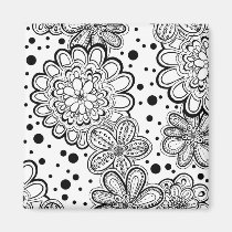 estampado de plores blanco y negro imanes