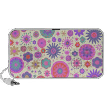 Estampado de plores en colores pastel del arco iri mini altavoz