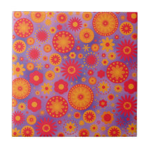 Estampado de plores rojo del hippy del naranja y d tejas