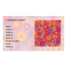 Estampado de plores rojo del hippy del naranja y d tarjetas de visita