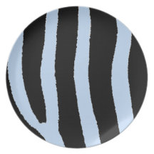 Estampado de zebra azul y negro plato para fiesta
