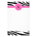 Estampado de zebra blanco y negro del monograma co papelería personalizada