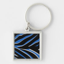 Estampado de zebra en azul llavero personalizado