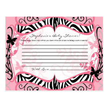 Estampado de zebra femenino de la mariposa de la t tarjeta postal