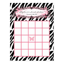 Estampado de zebra femenino de la mariposa de la t tarjeta postal