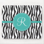 Estampado de zebra femenino Mousepad del monograma Alfombrilla De Ratón