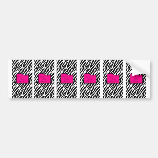 Estampado de zebra miniatura de las rosas fuertes  etiqueta de parachoque