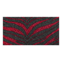 Estampado de zebra rojo del brillo tarjetas fotograficas 