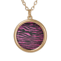 Estampado de zebra rosado y negro bling (falso bri colgantes