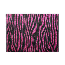 Estampado de zebra rosado y negro bling (falso bri iPad mini coberturas