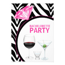 Estampado de zebra y fiesta de Bachelorette del di Comunicado Personalizado