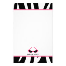 Estampado de zebra y gafas de sol rosadas retras papelería de diseño
