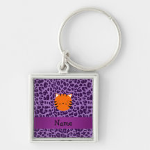 Estampado leopardo conocido personalizado de la pú llavero personalizado
