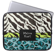 Estampado leopardo de la cebra, manga personalizad funda portátil