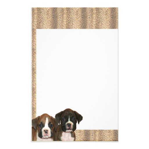 Estampado leopardo del perrito del boxeador inmóvi papeleria de diseño